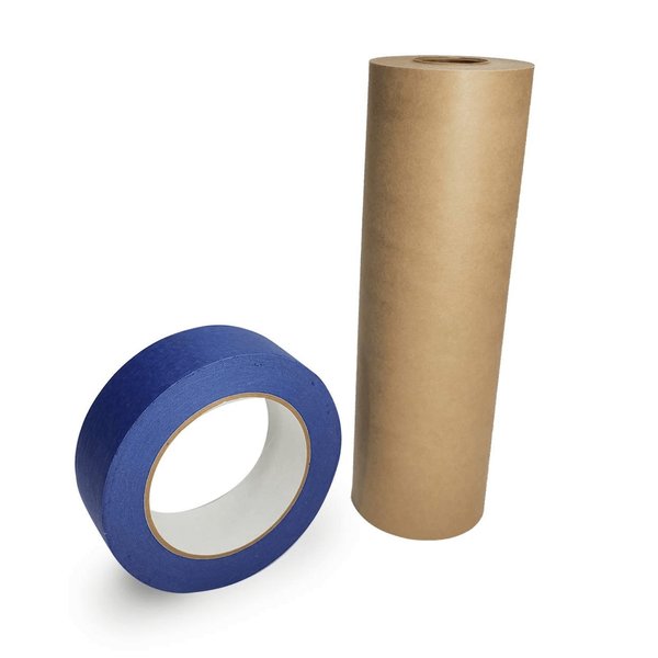Idl Packaging 12 x 60 yd Masking Paper and 1 1/2 x 60 yd Painters Masking Tape Set of 1 Each for Covering GPH-12, 4463-112